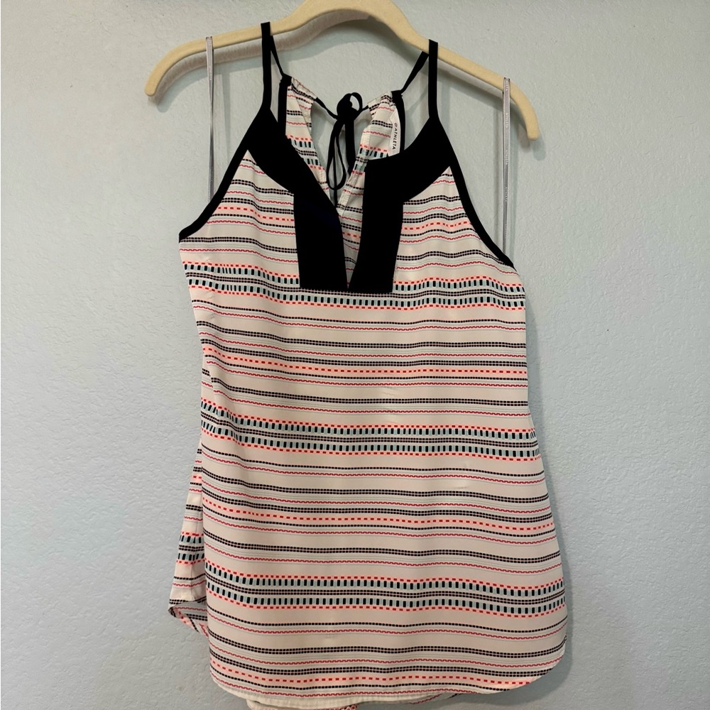 Striped Pink and Navy Blue Sleeveless Halter Top